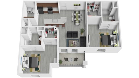 Two Bedroom Floor Plan at Arbours at Crestveiw, Crestview Florida